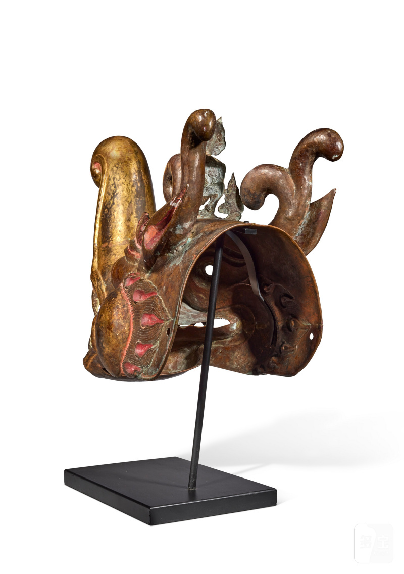 TÊTE DE MAKARA EN BRONZE PARTIELLEMENT DORÉ ET POLYCHROME  TIBET, XIXE SIÈCLE - 图5